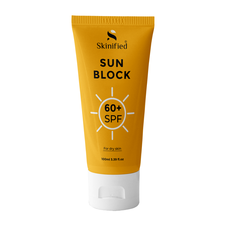 Skinified Sun Block For Dry Skin 60+ SPF - Free From white Caste - Can Be Used As Primer - Prevents From Harmful UVA & UVB Rays - Broad Spectrum UV Protection 100ML