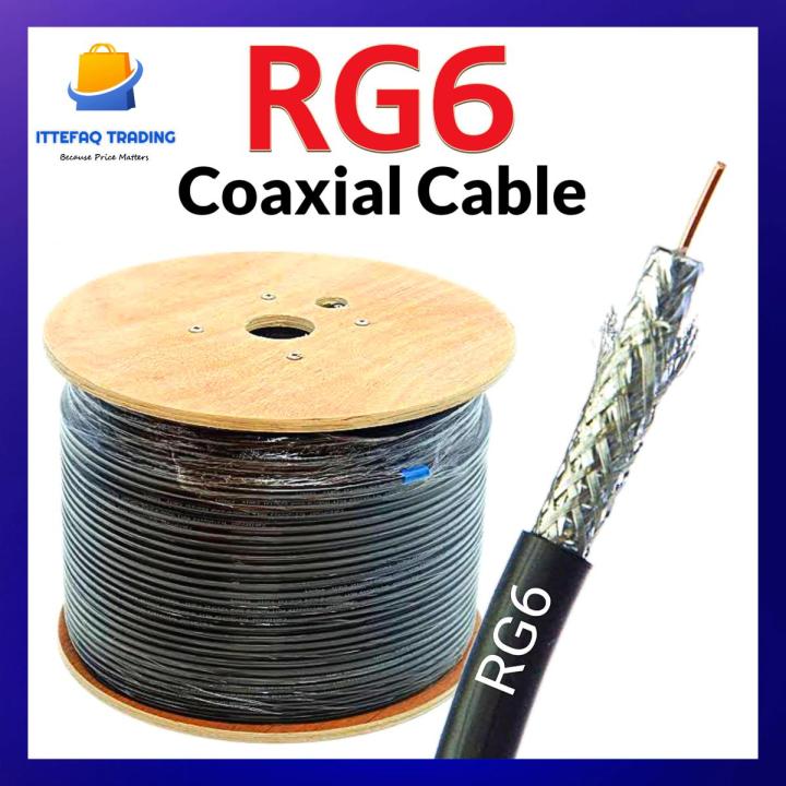 (60 Feet) RG6 Coaxial Cable TV Cable- Antenna Satellite Dish Digital Signal Audio Video Cable High Quality