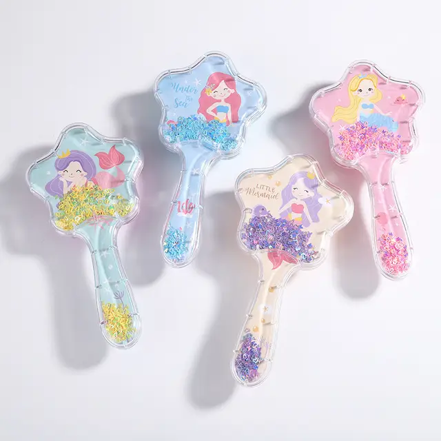 1 Pc Cute Glitter Hair Brush Hair Comb For Princes | Random Colors | Random Designs