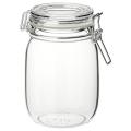 KORKEN IKEA 1-Liter Glass Food Storage Jar with Lid and Rubber Seal, Ideal for Tea, Sugar, Rice, and Pickles. 