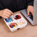Reusable 4 Compartments Lunch Box Nut Candy Box with Cover Wheat Straw 4 Grid Snack Containers.