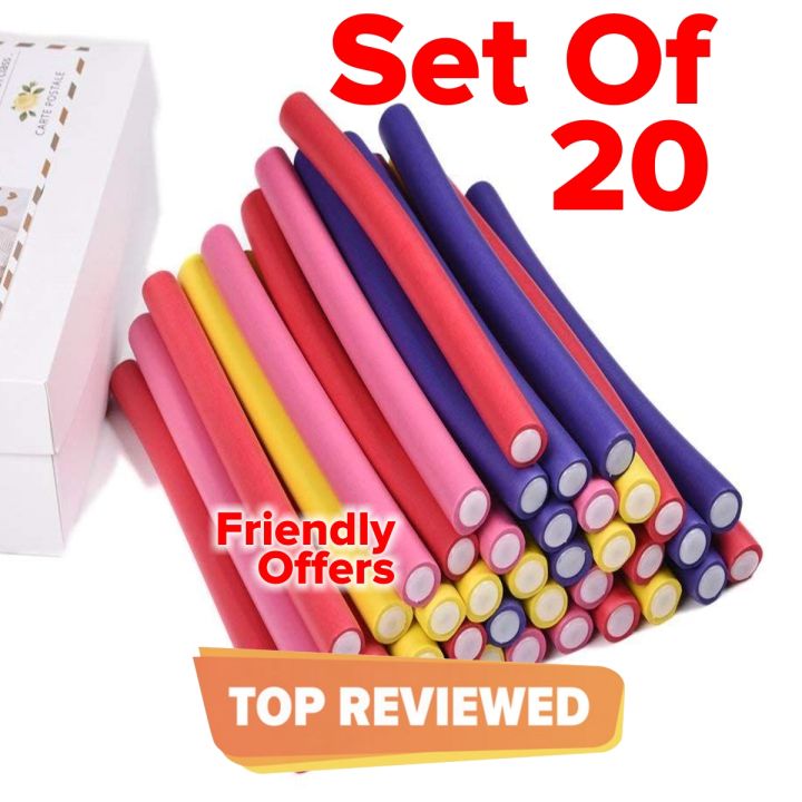 20 Pcs of High Quality Professional Foam Hair Curler Sticks Set For Hair Curling and Styling for Roller Purpose
