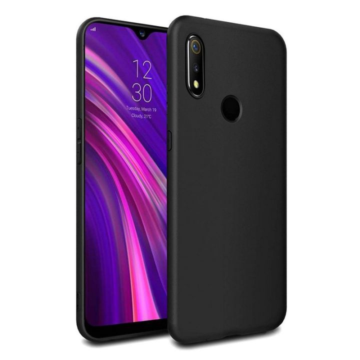 REALME Black Soft Silicon TPU Back Cover Case