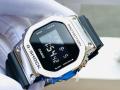 Casio G Shock Mens Black Rectangle Digital Silver Case Black Multi-Function Dial Black Resin Band Watch-GM-5600-1DR. 