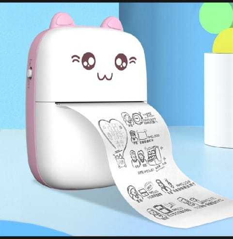 Pocket Inkless Mini Printer - 12 x Thermal Paper Roll - Thermal Portable Bluetooth Wireless Mini Printer For Kids - For Photo, Picture, Office Receipt, Label Note, QR Code - Compatible With IOS & Android - Pink & Blue