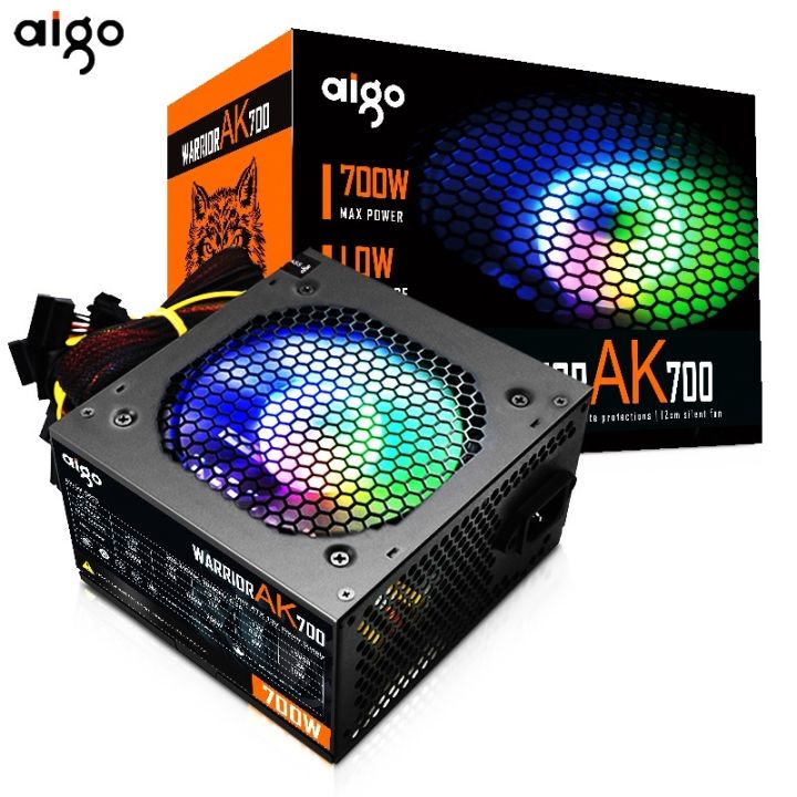 Aigo ak700 max 700W PC Gaming Power Supply unit Quiet 120mm RGB Fan 24pin 12V ATX BTC PSU Desktop computer Power Supply for gaming pc
