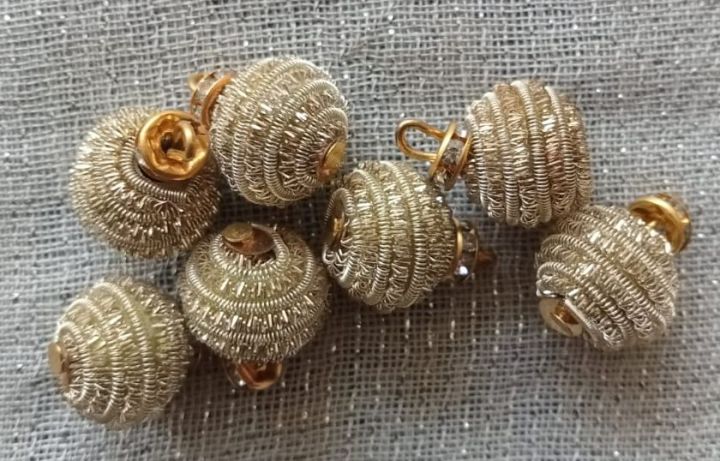 Crystal Diamond Beads | Tassel & Round Metal Ball Loose Spacer Beads | 10-Piece Set for Dress Decoration, Jewelry Making & DIY Craft Projects | High-Quality, Elegant & Versatile | Perfect for Embellishments, Beading, & Handicrafts