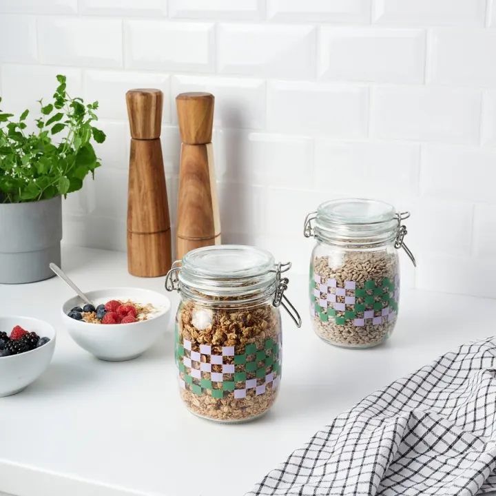 IKEA%20KORKEN%20Glass%20Jar%20with%20lid%20(rubber%20seal),%20Clear,%20Red%20Brown,%20patterned%20light%20beige,%20Green,%201%20Liter%20%E2%80%93%20Air%20Tight%201000%20ML%20-%20Image%208