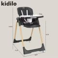 Kidilo Baby Dining Chair, 2 in 1 Height Adjustable, Foldable with 360° Swivel Wheels, Suitable for 6 Months to 6 Years Old - DC01. 