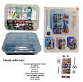 Multi Purpose Sewing Box-transparent-with-blue-cap sewing machine accessories box use for multi purpose (Empty-box). 