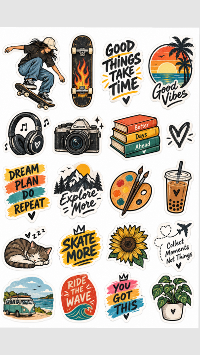 Aesthetic Stickers Pack of 20 for Laptop, Mobile & Journal – Cute ...