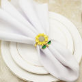 6PCS Napkin Rings Sunflower Holder Diamond for Christmas, Birthday. 