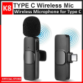 New K8 Type C Wireless Microphone K8 Collar Mic For Type C - Noise Cancellation Reduction Mic 20 Meter Long Range Wireless Mic for Phone For Mobile Phone Camera_iPhone K8 MICROPHONE Vlogging Mic. 