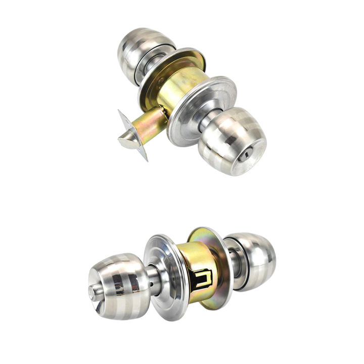 "Stainless Steel Round Lever Handle Door Lock - Mortise Entry Lock for Bedroom, Secure Knob, Heavy-Duty Door Handle, Modern Door Hardware, High-Quality Lockset with Secure Locking Mechanism"