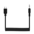 PULUZ 3.5mm TRRS Male to Type-C / USB-C Male Live Microphone Audio Adapter Spring Coiled Cable for Samsung, Huawei and Smartphones, Cable Stretching to 100cm(Black). 