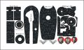 complete 70cc bike chain cover engine and fornt shock sticker. 