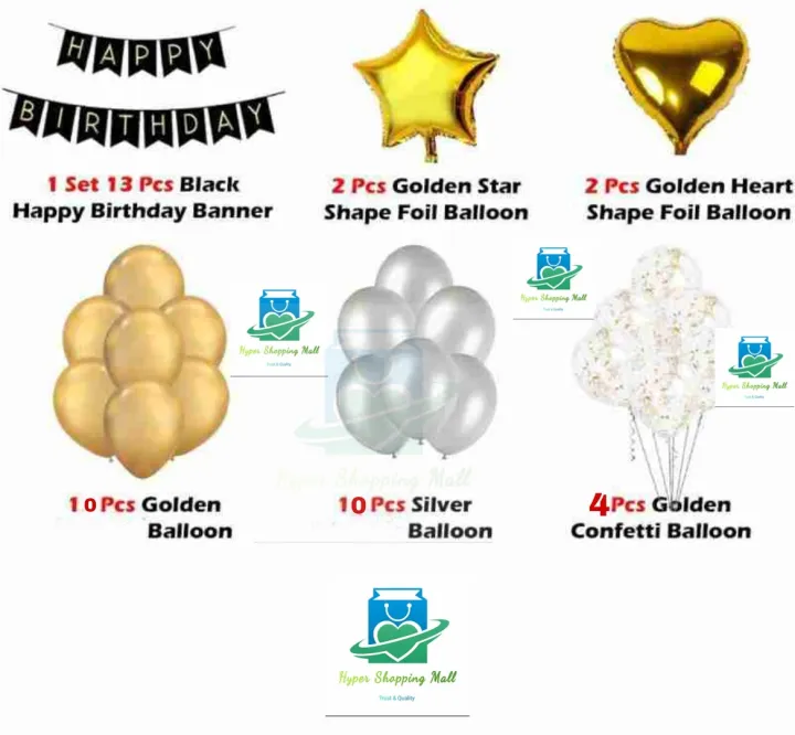 41%20Gold%20&%20Silver%20Happy%20Birthday%20Decoration%20Set-%20Including%20Black%20Happy%20birthday%20Cards,%2020%20Pure%20Latex%20Balloons,%204%20foil%20Balloons%20with%20Confetti%20Balloons%20-%20Image%203