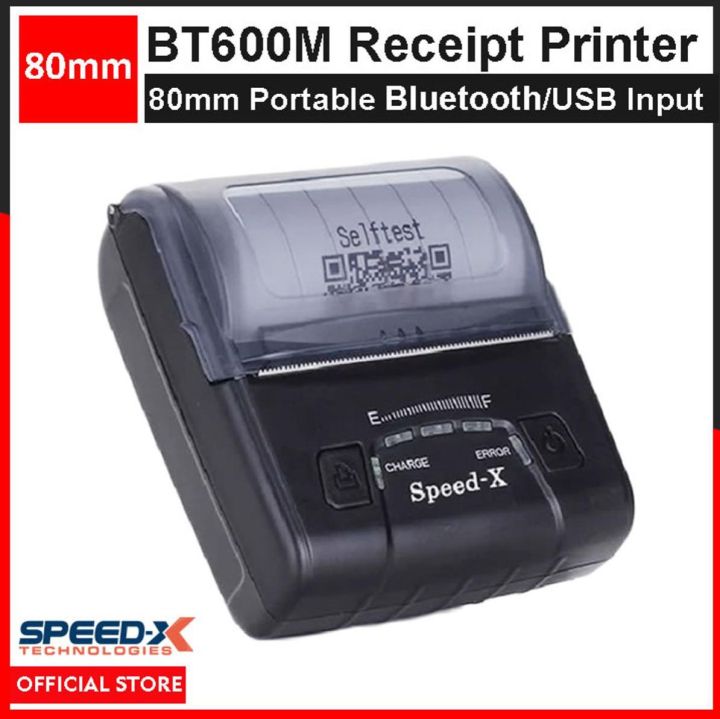 SpeedX Bt600m Mini Portable Bluetooth + USB Printer 80mm Raseed Receipt Printer