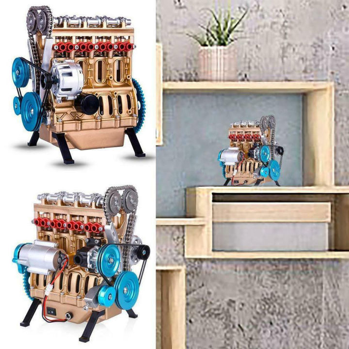 For Assembly car Realistic Educational Best gift Mini engine model Miniature size Resin ornaments Inline four- engine for Hobbyist Collectors Engine enthusiasts Home decoration Educational toys