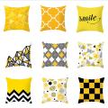 Yellow Geometric Cushion Cover 45x45 Polyester Double Sided Pillowcovers Decorative Throw Pillows Nordic Home Decor Pillow Cases. 