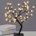 Cherry Blossom Tree 24 Warm White Lights Plug Tree for Home Bedroom Wedding Office Tabletop Tree Indoor Night Light Artificial Plants. 