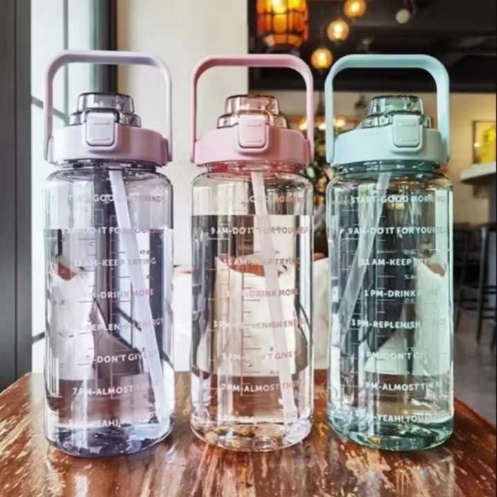 Motivational Water Bottle with Straw With Lid Sports Water Bottles 2 Liter, Unbreakable Shaker with Portable Wide Mouth,Travel Bottle, Large Capacity...