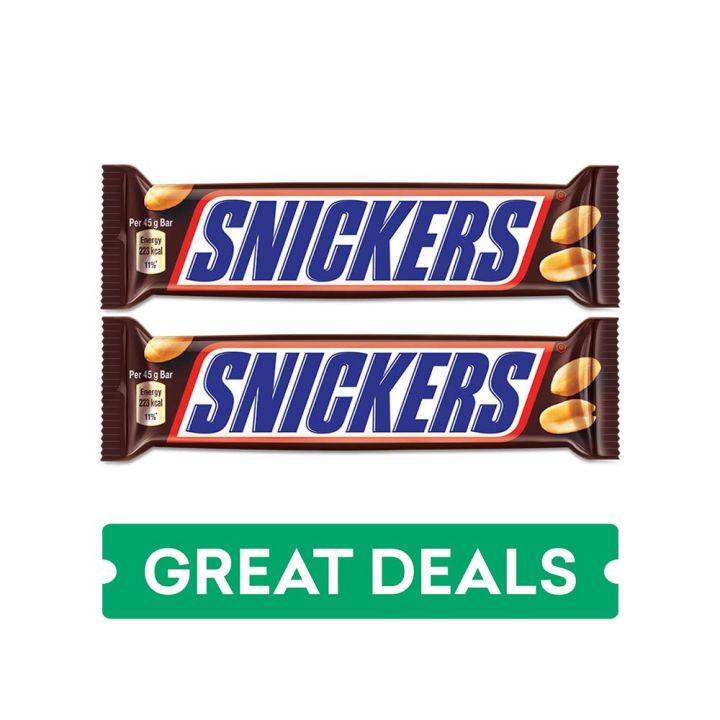 Snickers Chocolate 2 Bars X 45gm (Pack of 2)