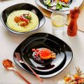 18 Piece Plates Set, Black Marble plates, 6 x 8" Plates, 6 x 9" & 6 x 11" Plates.. 