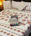 5 Pcs 100% Pure Cotton King Size Double Bedsheet With 2 Pillow Cover & 2 Cushion Cover. 