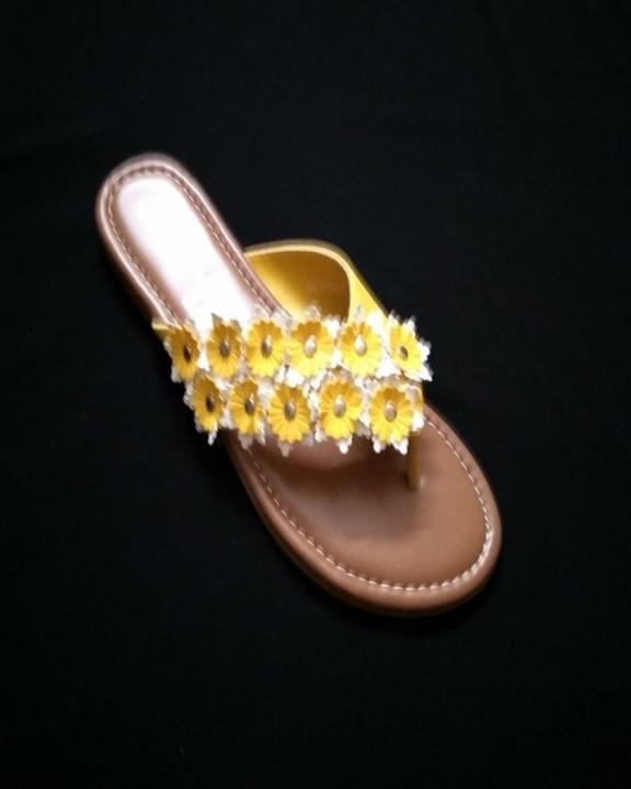 Yellow Floral Slippers For Women