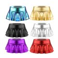 iiniim Women Ladies Skirts Metallic Pleated Leather Micro Mini Skirt Low Rise Rave Festivals Party Short A Line Miniskirt. 
