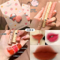 Sensual party decompression fart peach pinch pinch le matte matte velvet lip mud does not fade lip gloss set boxed student party. 