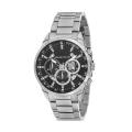 Michael Fellini Silver Stainless Steel Black Dial Chronograph Quartz Watch for Gents - MF 2267-1. 