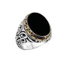 Elegant Oval Black Aqeeq Stone Silver Ring: Timeless Beauty For men Ring Timeless Beauty For men, for husband, for boyfriend, for brother, for Father, for boys. 