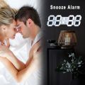 White 3D Led Digital Clock Snooze Bedroom Desk Alarm Clocks 24/12 Hour Display Home Decoration Hanging Wall Clock Calendar Thermometer Voice Control Backlight  Time Temperature Display For Bedroom Office Living Room Home Decor Gift Nightstand Bedside. 