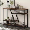 Narrow Console Table for Entryway Hallway Table with Storage Shelves for Living Room Rustic. 