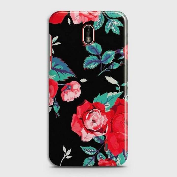 Nokia 1 Plus Cover - SkinLee HQ Hard Case - Vintage Red Flowers - SKINLEE-159-1-489-348