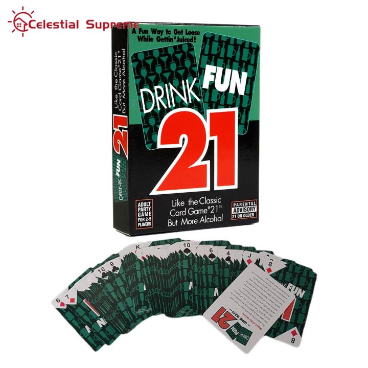 Thick Playing Cards 21 Drink Playing Card Set Fun Party Game Night Prop for Adults Family Friends Portable Deck for Bar Games Classic Design on Thick Paper Perfect for Game Nights Gatherings Paper