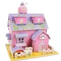 3D puzzle educational toy for kids pink house model. 