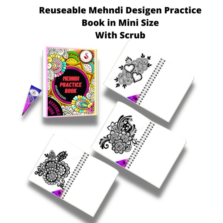 Reusable Mehndi Book Design  in small size for Mehndi Practice   in  mehndi  practice  Book With Scrub