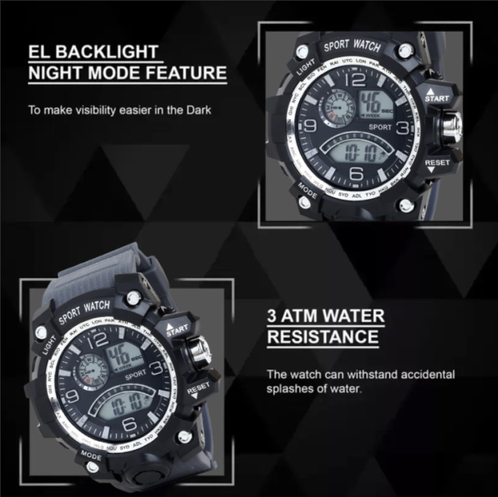 Lightwatch Led Top Collection Digital Sports Watch For Men Military Men's Waterproof ...