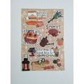 Cozy Sticker sheet (Uncut sheet) - Sheet size: (10 x 15)cm. 