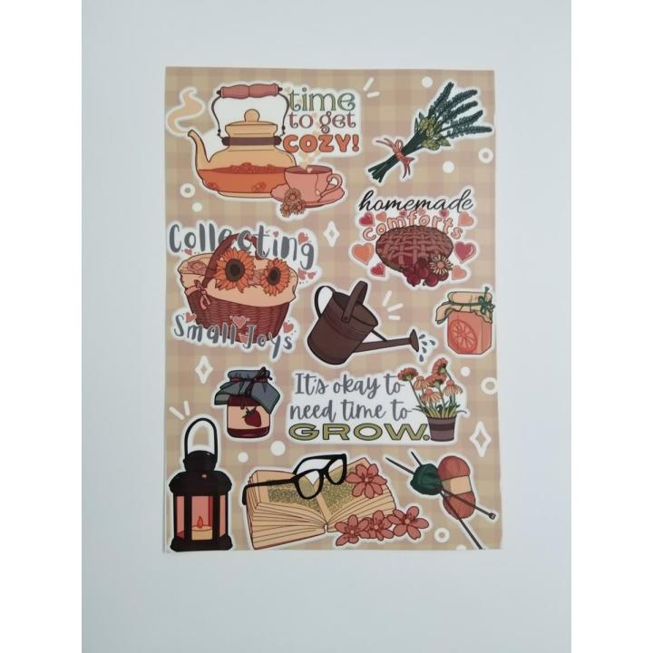 Cozy Sticker sheet (Uncut sheet) - Sheet size: (10 x 15)cm