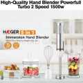 Hand Blender Set 5 in 1 | 2000w - High Quality 4 Stainless Steel Blades - Powerful Motor 2 Speed Blender - Egg Beater & Baby Food - Milk Frother - Immersion Blender With 600ml Beaker - Whisk - Juicer & Grinder - Meat Chopper -Food Processor Mixer. 