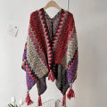 Xu Hongdou with the same Yunnan Lijiang tourism photo ethnic style knitted shawl, women's scarf, cloak and cape. 