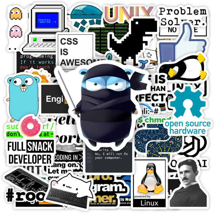 Developers Programming Languages Stickers Logo Github Go Python Linux DIY Toy Gift Decorative Decal for Phone Laptop Waterproof
