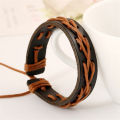 Qingwen  Korean Fashion Trendy Jewelry Men's Japanese and Korean Students Genuine Leather Couple Bracelet Leather Rope Woven Couple Women's Carrying Strap Jewelry. 