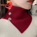 Vist Fox Knitted Scarf Button Closure Women Scarf Winter Neck Warmer. 