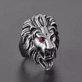 Exquisite Silver Lion Head Ring Antique Design For Men-Eyes-Trendy 2021-Red Eyes Lion. 