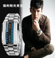 Shenzhen manufacturers wholesale LED electronic fashion personality 3D mirror neutral chain waterproof watch drop shipping. 